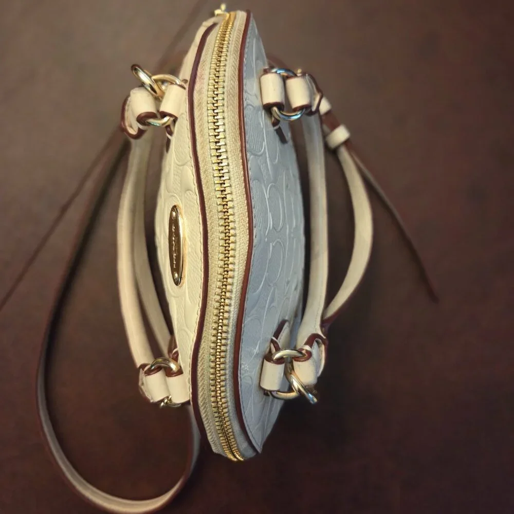 Coach CORA Dome Debossed Leather Mini Off white Bag - Picture 3 of 9